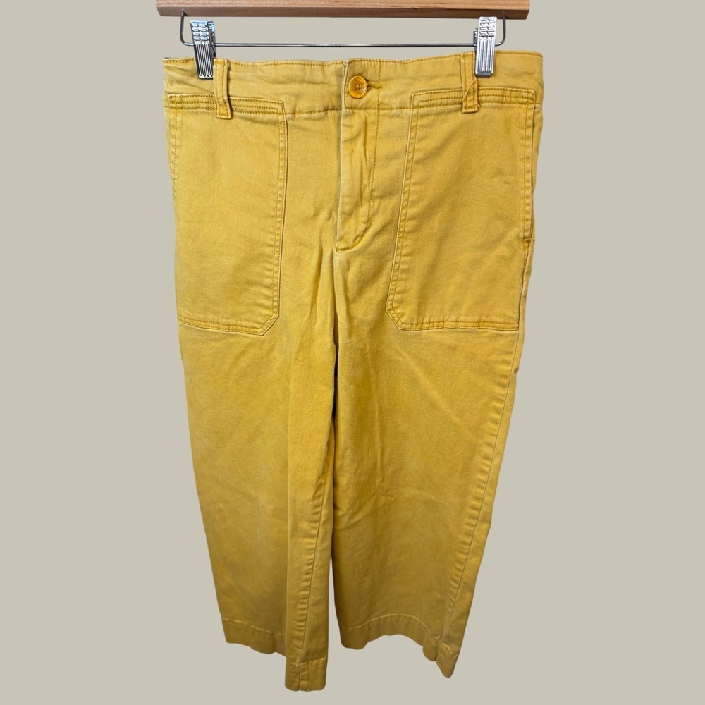 Bagatelle Collection Mustard Yellow High Rise Wide Leg Crop Utility Pants Size 6